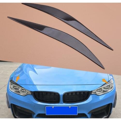 2Pcs/Set Carbon Fiber Headlight Eyebrows Eye Lid Trims Cover fit for BMW 4 Series F32 F33 F36 2012 2013 2014 2015 2016 2017 2018