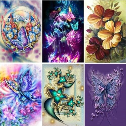 DIY 5D Diamond Painting Butterfly Full Round Drill Diamond Embroidery Flowers Cross Stitch Kit Mosaic Rhinestone Home Decor Gift