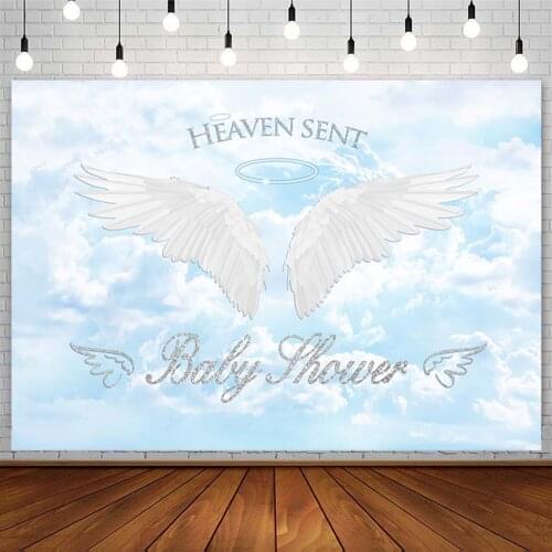 Avezano Baby Shower Backdrop Little Angel Wing Cloud Heaven Child Photography Background Photo Studio Photophone Photozone Decor
