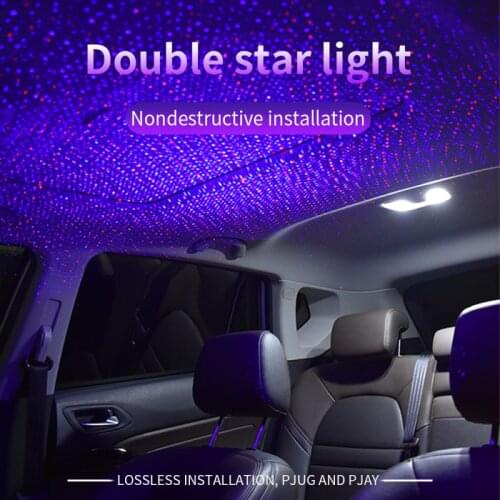 Car Ambient Light Car Starry Usb Modified Roof Interior Decoration Star Sky Ceiling Projector Two Color Star Light