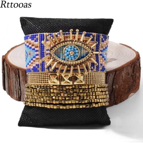 Rttooas Blue Evil Eye Bracelets For Women Gold Beaded Tassel Bracelet Pulseras Mujer Mode 2020 Fashion Jewelry Handmade Armband