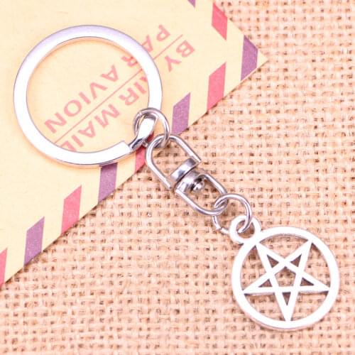 New Fashion Keychain 24x24mm star pentagram Pendants DIY Men Jewelry Car Key Chain Ring Holder Souvenir For Gift