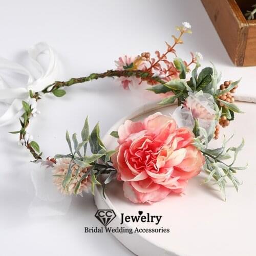 CC Sweet Flower Hairbands Women Hair Accessories Wedding Crowns Bridal Headpiece Lady Decoration Wreath 100% Handmade Sale 58474