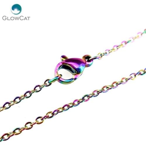 5pcs/lot 18'' C22182 Rainbow Color1.6mm Stainless Steel Chains Necklace Rainbow Color Link Chain Jewelry Making