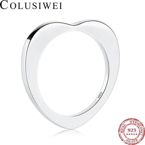 Colusiwei New Arrival Design 925 Sterling Silver Heart Fashion Ring Simple Classic Ins Style Finger Rings For Women Jewelry