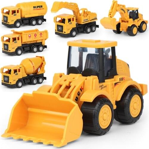Children engineering vehicle set inertia excavator Forklift Road roller Mixer truck Tanker truck toys for kids 2to4 years old