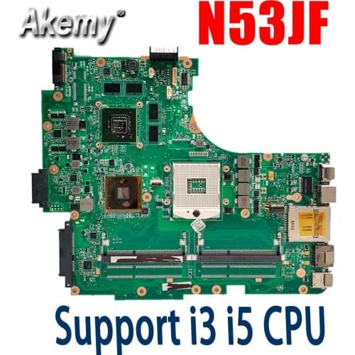 For ASUS Laptop Motherboard N53J N53JF N53JN N53JL N53JG HM55 W/ GT425M 1G 2* RAM Slots Mainboard Support i3 i5 cpu
