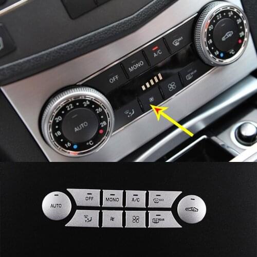 For Mercedes-Benz C class W204 2007-10 Aluminum Car Air conditioner switch button air conditioner button sticker Car Accessories