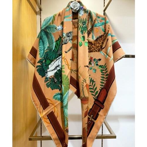 Giraffe Zebra Double-Sided Digital Printing Process Thickened Warm Shawl 50% Cashmere + 50% Silk Scarf Muffler By Hand KSR11
