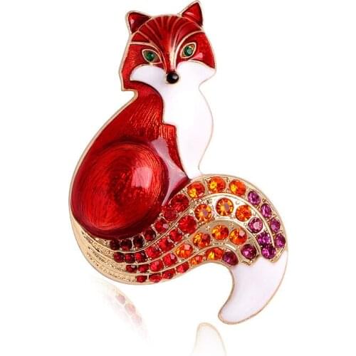 Crystal Bejeweled Enameled Squirrel Brooch Pins Zinc Alloy Jewelry Gifts for Women or Girls