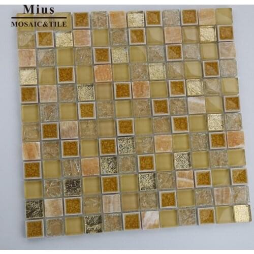 Europe style brown crystal glass mosaic kitchen tile
