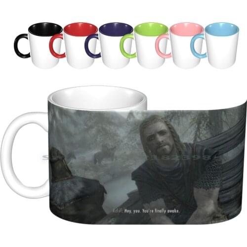 Hey You Youre Finally Awake Skyrim Meme Ceramic Mugs Coffee Cups Milk Tea Mug Skyrim Dragon Hey You Youre Finally Awake Skyrim