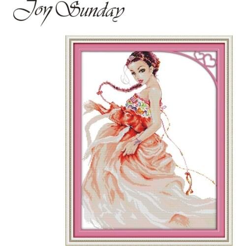 Joy Suanday Cross Stitch Embroidery Aida Fabric Beautiful Girl 14CT 11CT DMC Thread Water Soluble Canvas Stitch Cross Needlework