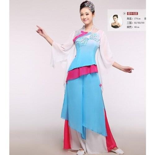 Beautiful South China Water Village Chiffon Classical Dance Costume Fan and Umbrella Dance Costume
