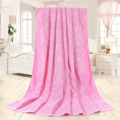 Summer Cotton Blanket Solid Pink Blue Towel Quilt Bed Cover Bedspread for Queen King Bed Throw Blankets for School Sofa Home