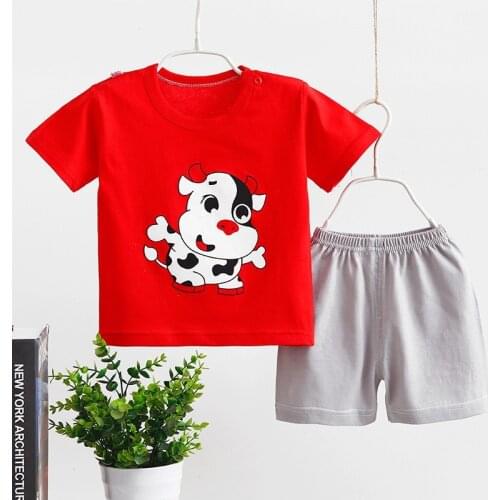 Boys And Girls Summer Suit 6m-4y Baby Pure Cotton 2 Piece Set Kids Suit Children Clothes Infantil T-shirt+shorts