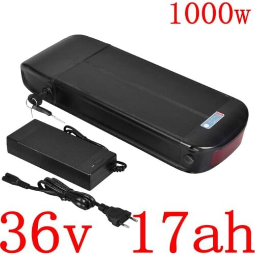 36V 500W 1000W Rear Rack Ebike Battery 36V 17AH Electric Bicycle Battery 36V 17AH Lithium ion Battery Use LG/panasonic Cell