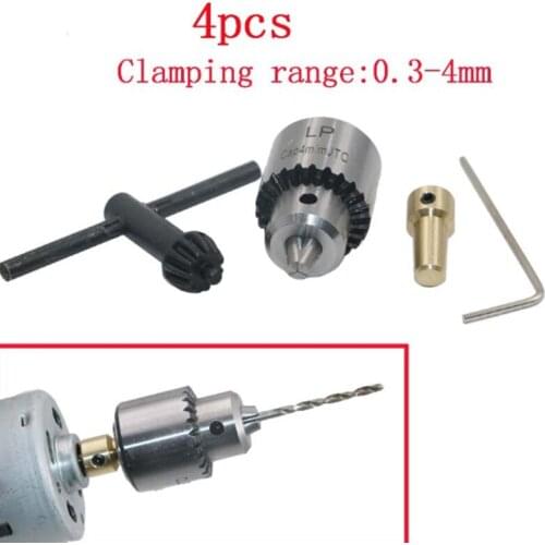 Micro Motor Drill Chucks Clamp + Spanner/ Key + 3.17mm Shaft Connecting Rod with Wrench for 0.3~4mm JT0 Drill Clamp