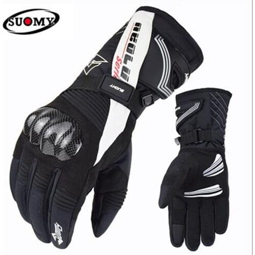 SOUMY 100% Waterproof Carbon Fiber Motorcycle Gloves Winter Keep Warm ATV Stars Guantes Moto Invierno