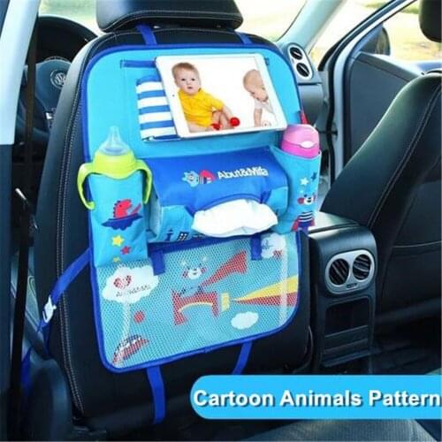 Cartoon Car Styling Storage Holder Baby Kids Hanging Bag Multifunctional Car Organizer Tissue Bag Drink Cup Stand Tablet Holder