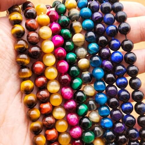 Natural Stone gold red blue tiger eye Round Loose Beads Gemstone For Jewelry Making DIY Bracelet Necklace 4 6 8 10 12mm