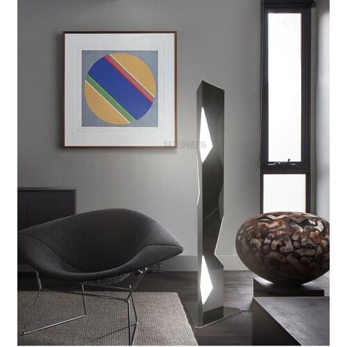 Nordic geometric floor lamp stainless steel cutting creative personality living room bedroom bedside vertical LED lamp