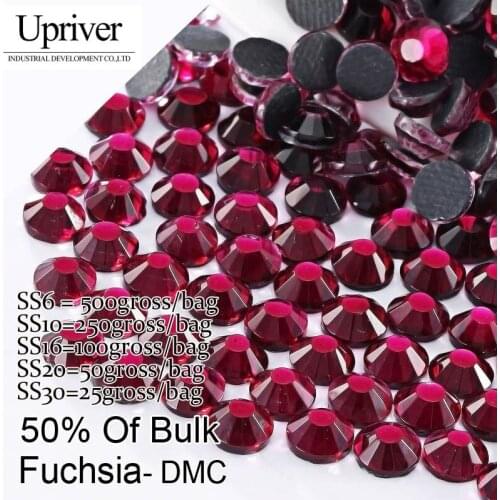 Bulk Packing Shiny Stones Flatback Best Quality SS6 SS10 SS16 SS20 SS30 Fuchsia Hotfix Rhinestones