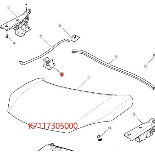 Original new hood strut clamp, engine cover strut buckle K7117305000 for SAIC MG 3
