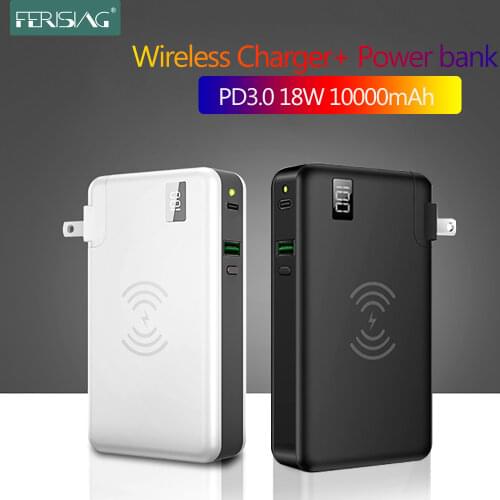 FERISING 3IN1 Power Bank Portable Charger USB Type C PD 3.0 Quick Charge 3.0 Fast Charging Powerbank External Battery for Xiaomi