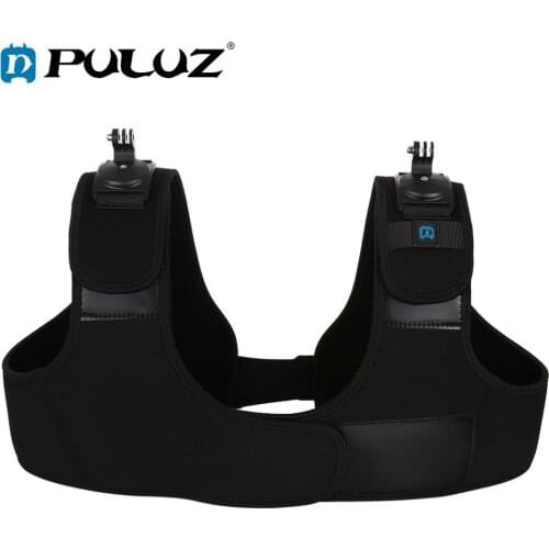 PULUZ Neopren Dual & Single Shoulder Strap Adjustable Chest Belt Mount for GoPro Max/HERO8 Black/7/6/5/DJI OSMO Action/Xiaoyi