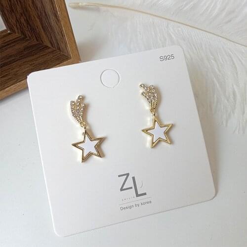 Korean Fashion Earrings New Temperament Net Celebrity Meteor Crystal Five-pointed Star Earrings Womens Clothing Manufacturer