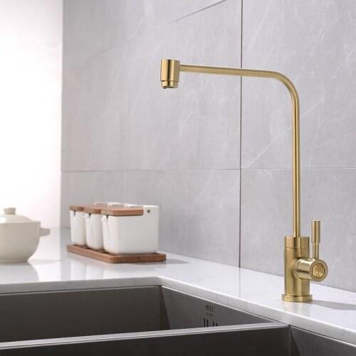 Kitchen Sink Faucets Single Cold Solid Brass Sink Tap Single Handle Deck Mounted 360 Degree Rotating Brushed Gold/Black/Chrome