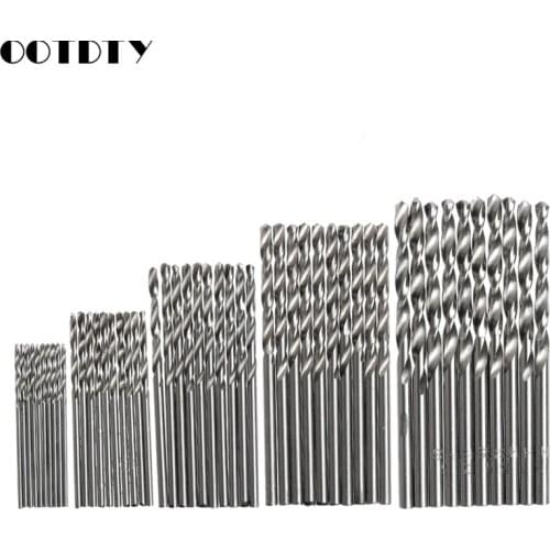 50Pcs 1/1.5/2/2.5/3mm High Speed Steel Titanium Plated Twist Drill Bit Set Tool