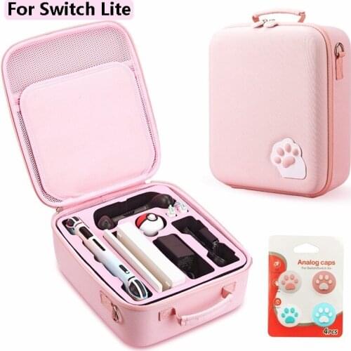Cat Claw Storage Bag for Nintendo Switch Lite Travel Carrying Hard Case Console Accessories Cute Pink Protective Box for Girl
