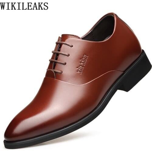 Black Oxford Men Dress Shoes Classic Wedding Shoes for Men 2021 Brown Elevator Shoes for Men Zapatos De Hombre Chaussures Homme