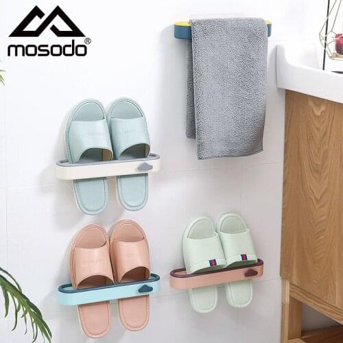 Towel Rack Slipper Holder Organizer Punch Free Lid Wall Mounted Shoes Shelf For Kitchen Bathroom Shelf Home Appliance