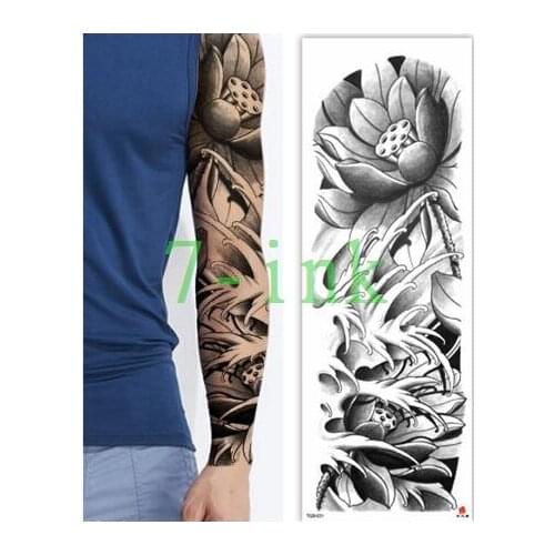 Waterproof Tattoos Sticker Full Arm lotus Lotus seed tattoo Water Transfer flash tatoo fake tattoo for men women