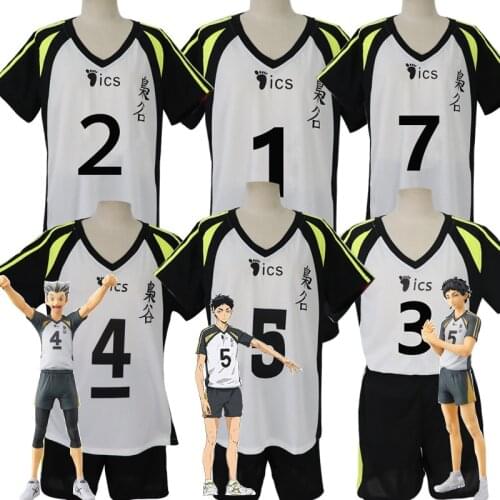 No.5 Akaashi Keiji No.4 Bokuto Koutarou Volleyball Uniform Cosplay Haikyuu Fukurodani Academy Jersey Volleyball Team Top+Shorts