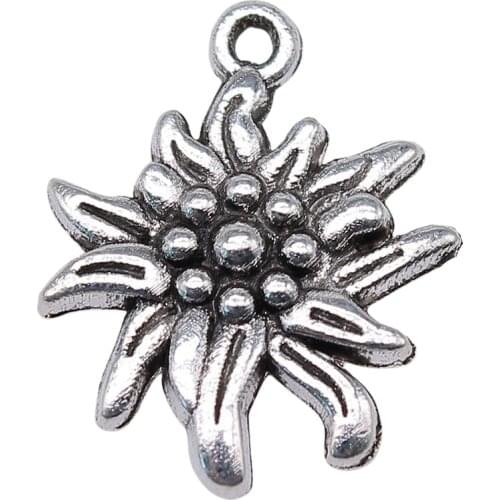 WYSIWYG 5pcs 21x17mm Flowers 2 Colors Pendants Flower Jewelry Pendants Charm Vintage Flower Pendants