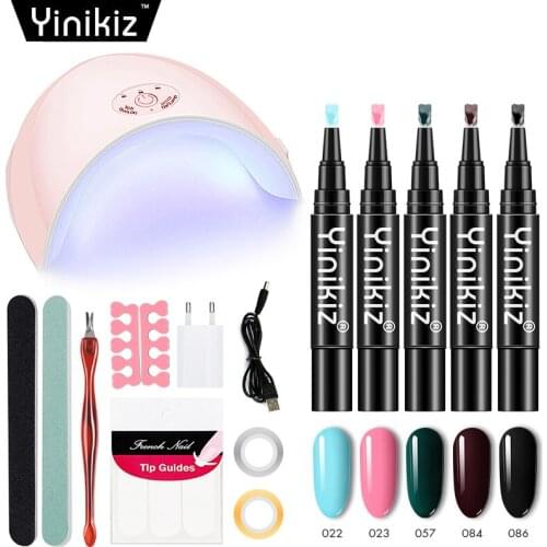Yinikiz 15pcs/set One Step Nail Polish Gel Pen 36w Uv Led Nail Lamp Kit Not Need Base Top Coat Gel Nail Pen Manicure Tools Kit