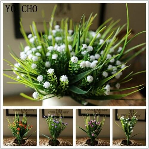 YO CHO Artificial Flowers 30 Heads/branch Gypsophila Plastic grass bouquet babys breath Home Party Decor DIY high quality Flower