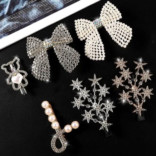 2021 Hot Sale Elegant Rhinestone Hairpins Women Girls Pearl Hair Clips Pins Barrettes Accessories BB Hairclip Hairgrip Headdress