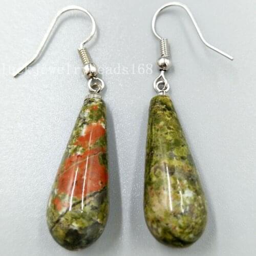 Free Shipping Women Fashion Jewelry 10x29mm Unikate Water Drop Women Bead Dangle Earrings Pair C5112