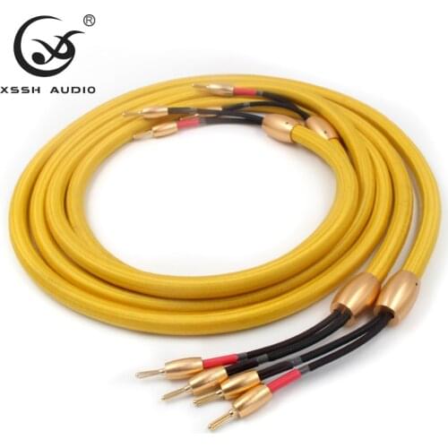 1 pair 2.5m 3m XSSH audio Hi-End Accuphase Gold Color HiFi Banana Connector plug Speaker Cable Wire Cord Line