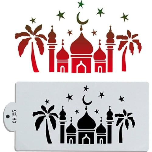 1pc Eid Mubarak Ramadan Cake Template Coffee Spray Stencil DIY Fondant tool