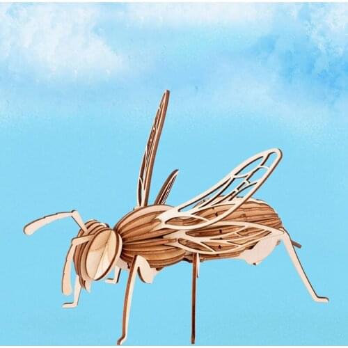 2PC Kids Toys 3D Puzzle DIY Wooden Puzzle Insect Bee Handmade Educational embly Toys Gifts for Children