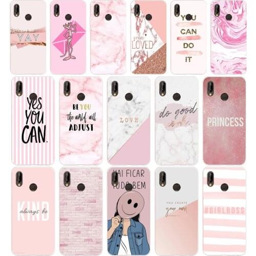 211SD Chic Pink Marble Pretty design Soft Silicone Tpu Cover Case for Honor 10 huawei p mate 10 20 30 lite y5 y6 prime