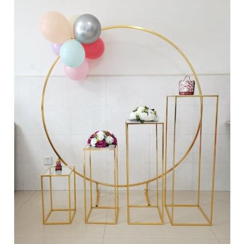5pcs Iron Circle Arch Flower Plinth Pillar Cake Stand Balloons Craft Billboard Display Rack For Wedding Birthday Party Backdrops