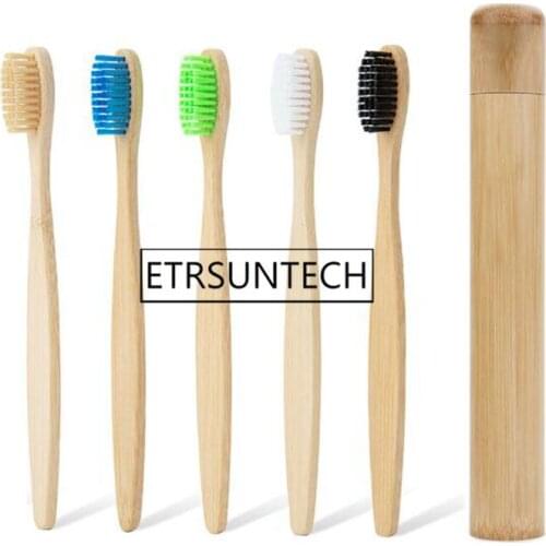 50sets Portable Bamboo Toothbrush Case Natural Bamboo Tube Jar Portable Toothbrush Bamboo Cover Set