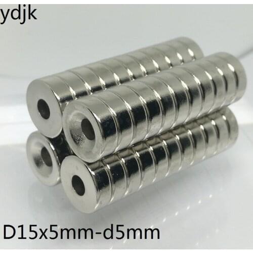 50pcs/lot Magnet 15x5 Hole D5 N38 Strong D Countersunk NdFeB Magnet 15*5 Permanent Neodymium Magnets 15x5-5